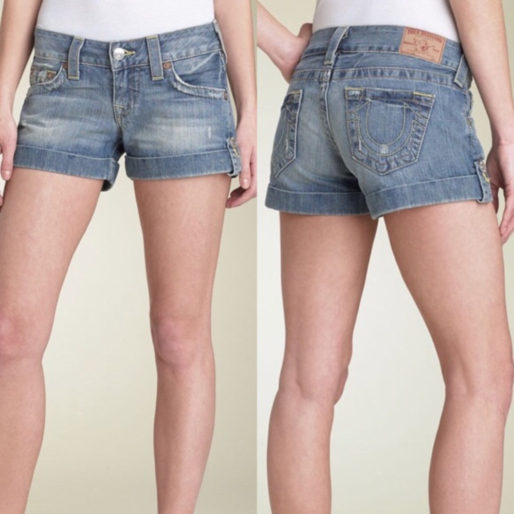 True Religion Jess Cuffed Denim Shorts 25
